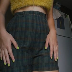 *SOLD*2 60s Vintage Womens Shorts High Waist Plaid